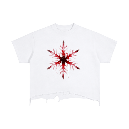 Bloody Snowflake Vintage Wash Boxy Distressed Hem T-Shirt