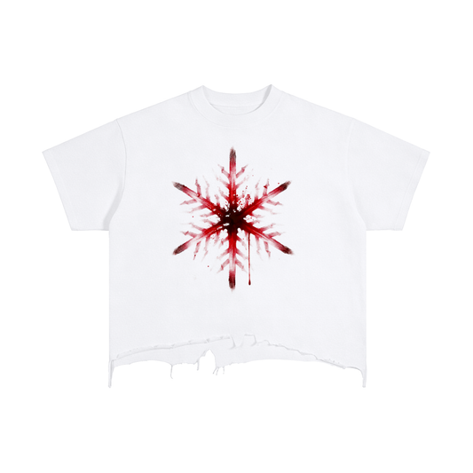 Bloody Snowflake Vintage Wash Boxy Distressed Hem T-Shirt